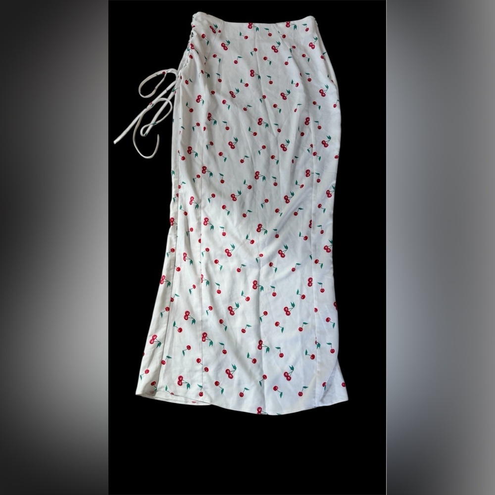 White Maxi Pencil Skirt with Tie Front